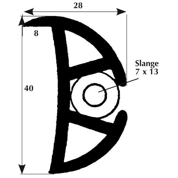 Scheuerleiste med læbe 40mm schwarz
