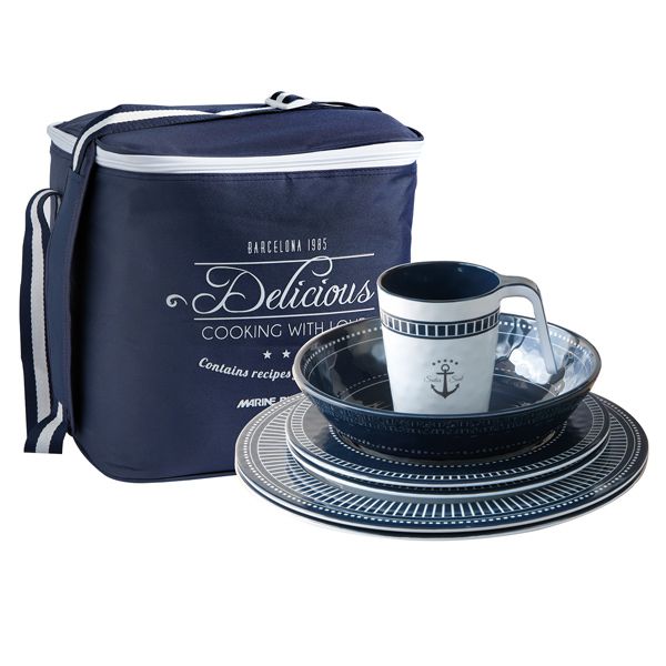 Marine Business Sailor Soul Geschirrset – 16-teilig mit Tragetasche