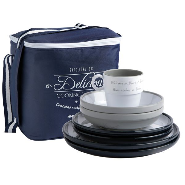 MARINE BUSINESS On Board Geschirrsatz 16 Teile mit Korb