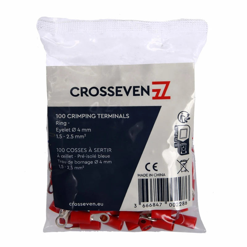 Crosseven Isolierte Ringkabelschuhe Rot ø4 mm