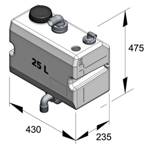 Vetus Schmutzwassertank 25 Ltr. Wandhängend