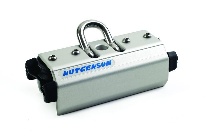 Rutgerson Großschot-Traveller mit Bügel und Umlenkung – harteloxiertes Aluminium mit Roll-Link-Lagern