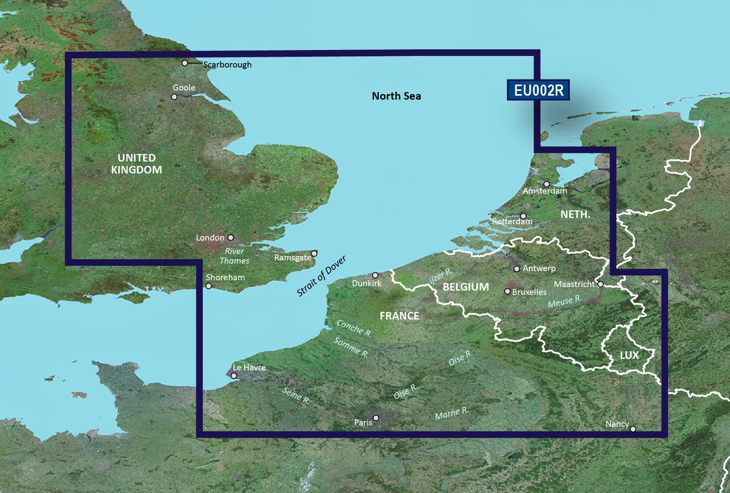 Garmin BlueChart EU002R – Elektronische Seekarte S/E UK & Benelux Inland Waters