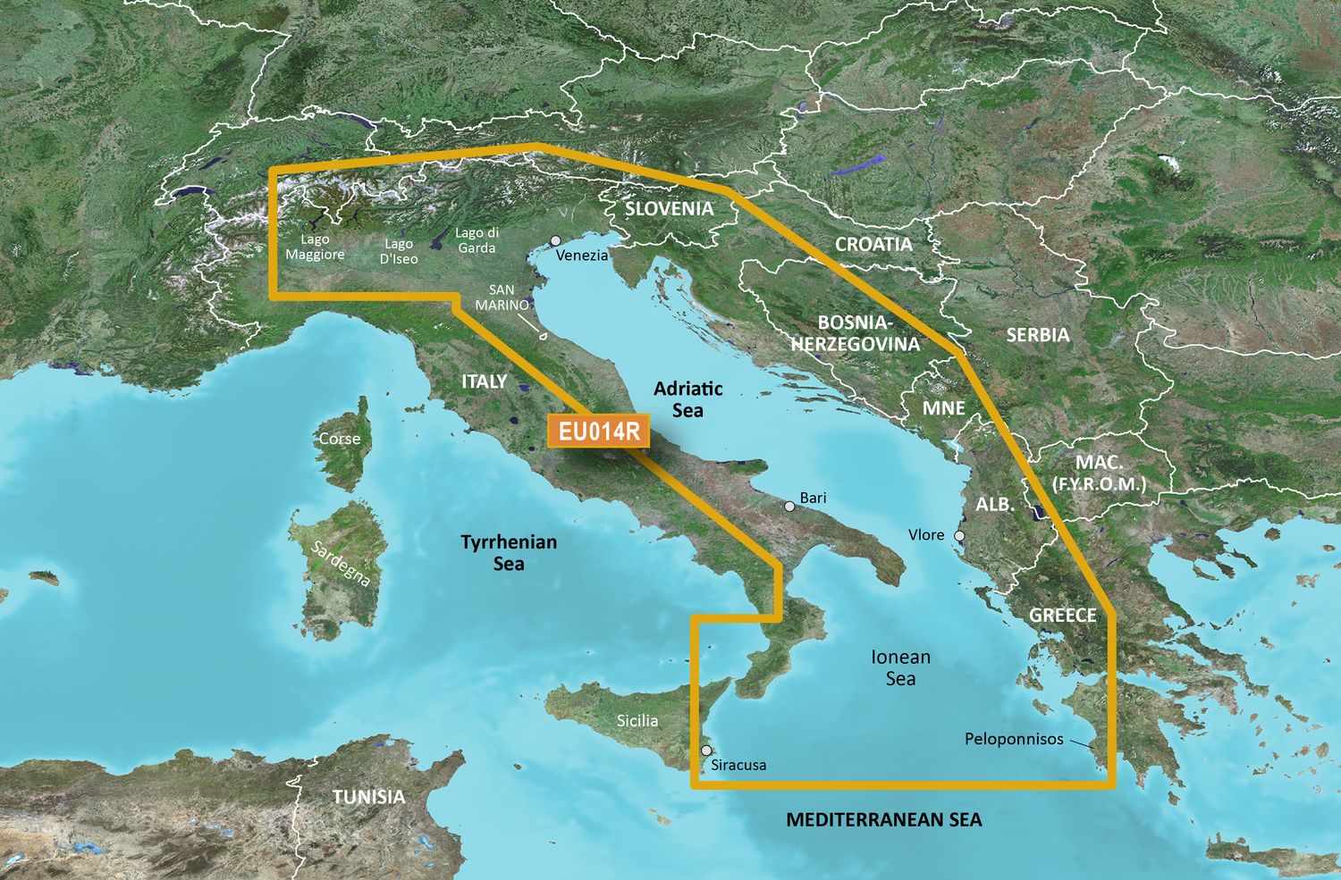 Garmin BlueChart VEU014R – Elektronische Seekarte Italien & Adria