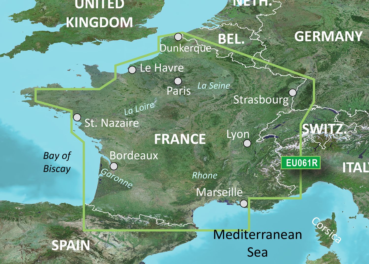 Garmin BlueChart EU061R France Inland Waters – Elektronische Binnenwasserkarte Frankreich