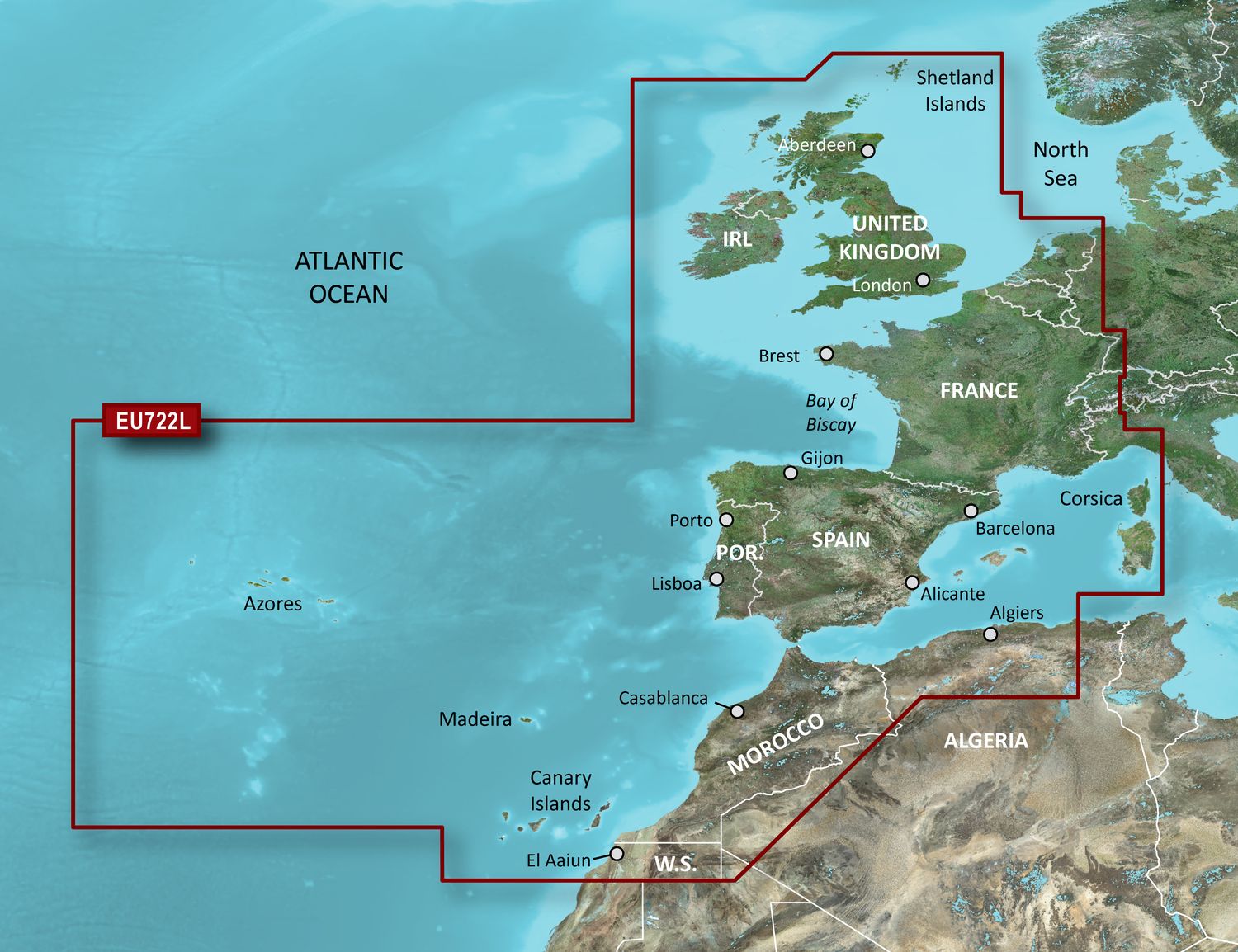 Garmin BlueChart g3 Vision VEU722L – Elektronische Seekarte Atlantikküste Europa