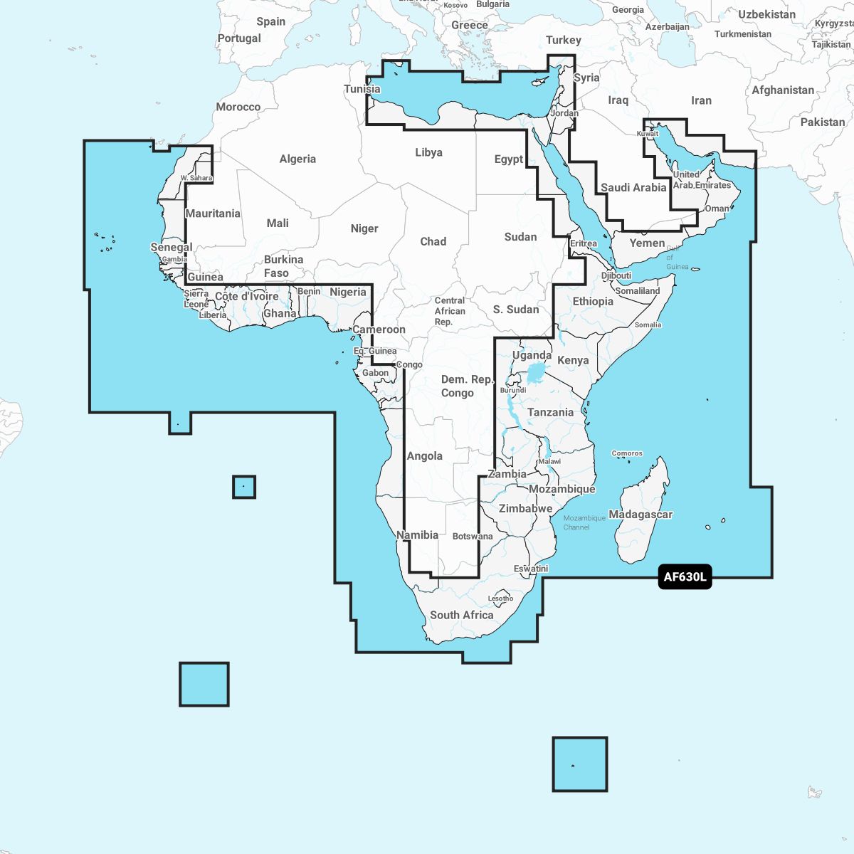 Garmin Navionics+ AF630L Afrika ohne Nordwestküste