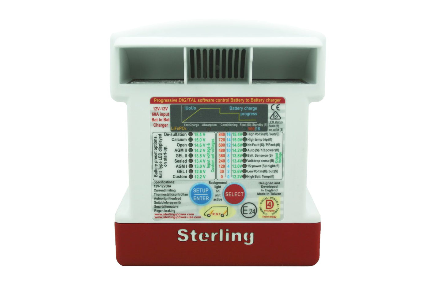 Sterling Batterie-zu-Batterie B2B-Ladegerät ProBattUltra 12V in/out 30A + Eingang für Solar