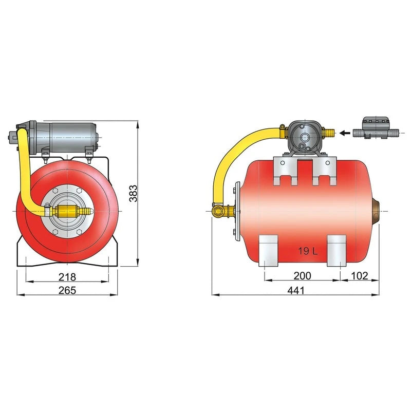 Vetus Wasserdrucksystem 12V/19l