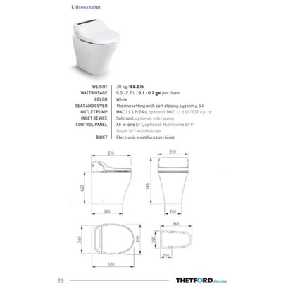 Tecma E-BreeX Toilette 12V Standard Weiß