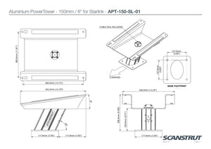 Scanstrut Power APT-150-SL-01 Aufbausockel Aluminium H=150mm weiss für Starlink Flat Gigh-Performance