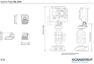Scanstrut ROKK MINI/MIDI Adapterplatte RL-510 – Halterung für GoPro & Garmin VIRB