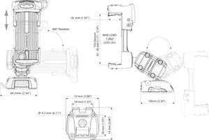 Scanstrut ROKK MINI Smartphone Holder RLS-509-401 with Foot and Base for Screw Mounting (RLS-401+RLS-AM+RL-509)