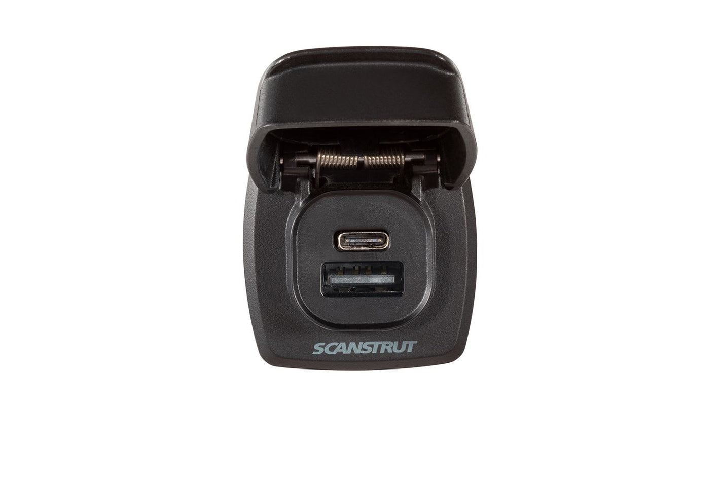 Scanstrut ROKK Flip Pro Plus SC-USB-F4 USB-Steckdose mit Montageplatte Eingang 12/24V Ausgang 1xUSB-A 1xUSB-C bei 12V 36W. bei 24V 60W(USB-C) bei geschlossener Abdeckung wasserdicht nach IPX4