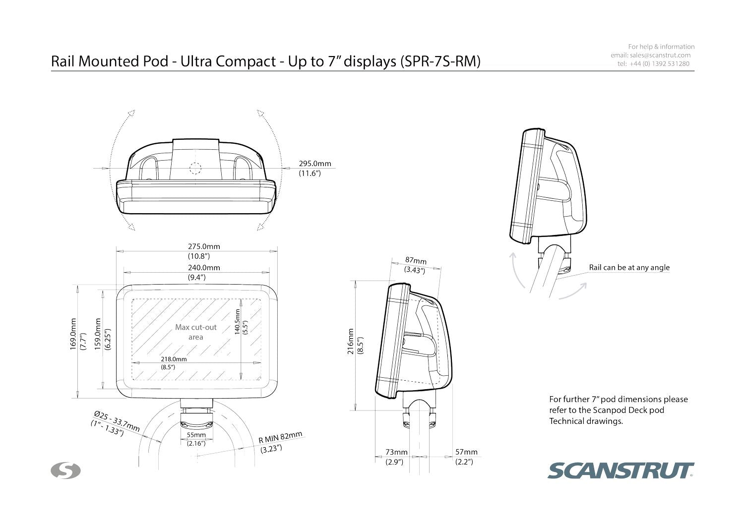 Scanstrut Rail Pod SPR – wasserdichte Gerätehalterung für Kartenplotter & Navigationsinstrumente