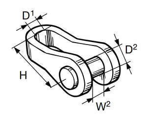 Seldén Aug-Gabel Toggle – Takelage-Toggle aus nichtrostendem Stahl