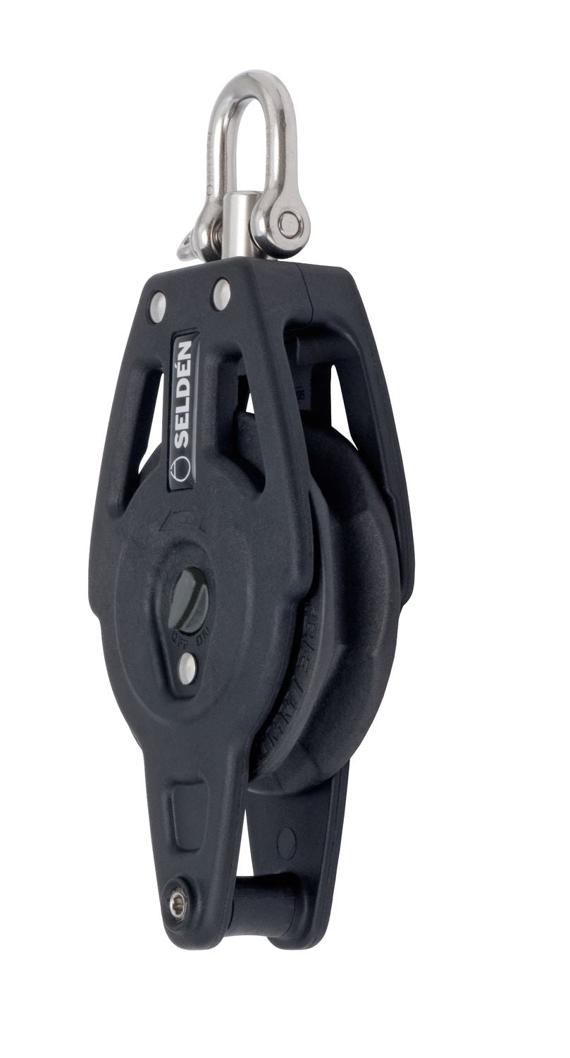 Seldén Einscheibiger Kugellager-Ratchetblock manuell MRB60 mit Wirbelschäkel und Unterbügel