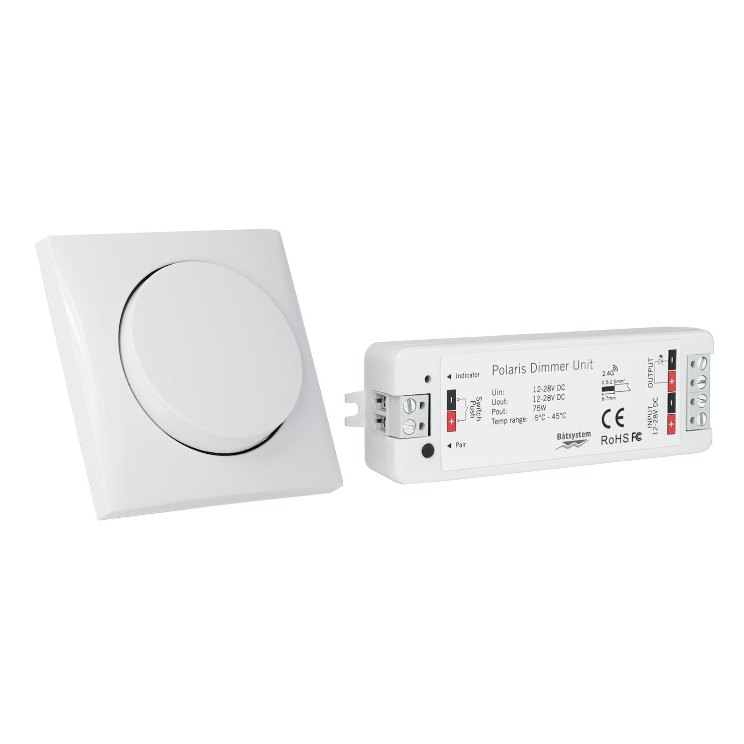 Batsystem Polaris Dimm-Einheit mit Berker-Taster – kompaktes Dimmer-Set
