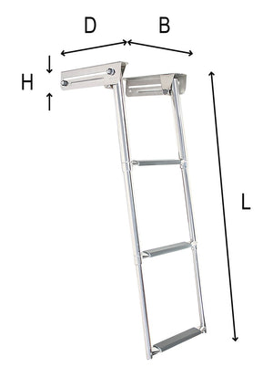 Batsystem telescopic boat ladder with cassette, L=880mm, W=295mm, D=300mm, H=65mm, 3 steps, plastic