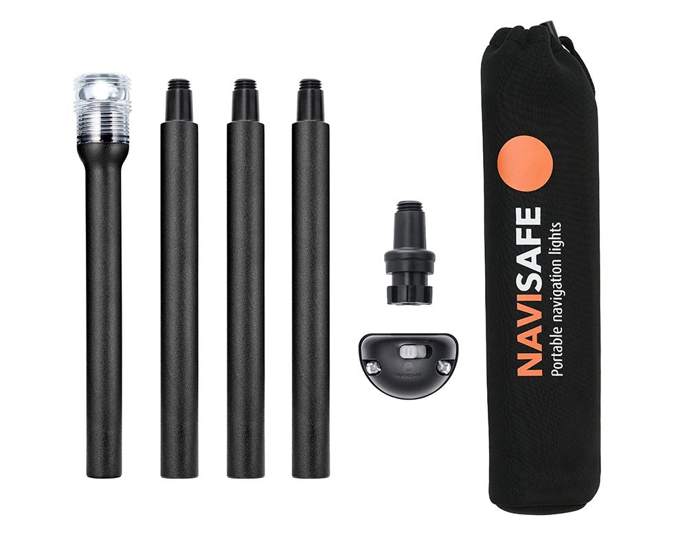 Navisafe Navilight 360° LED-Positionsleuchte Weiß – mit 1-m-Stab und Neoprentasche