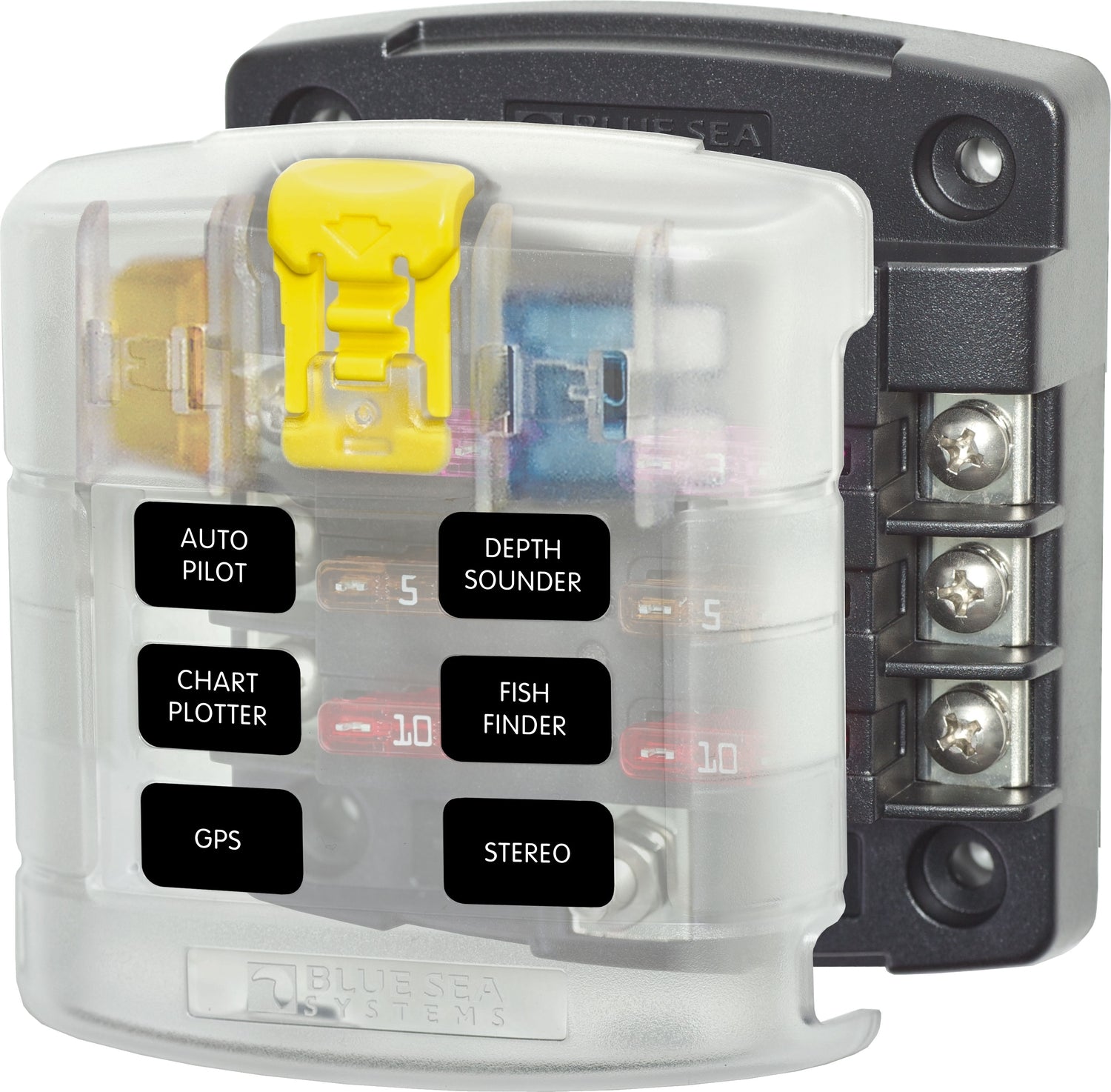 Blue Sea Systems 6-fach Stromkreisverteiler mit Abdeckung – ATO/ATC Sicherungsblock