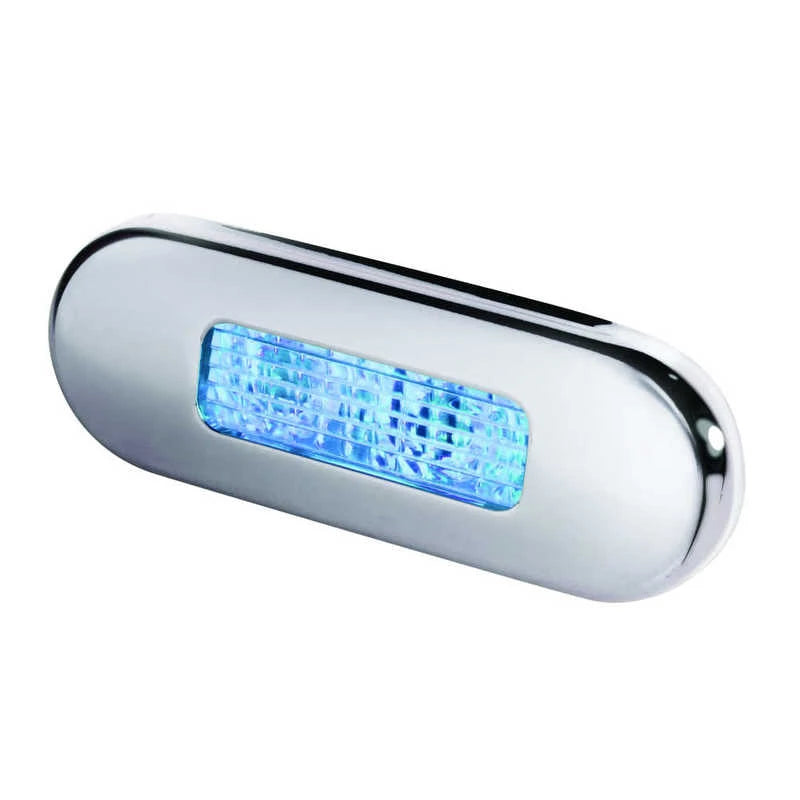Hella LED Stufenleuchte blau rostfrei poliert