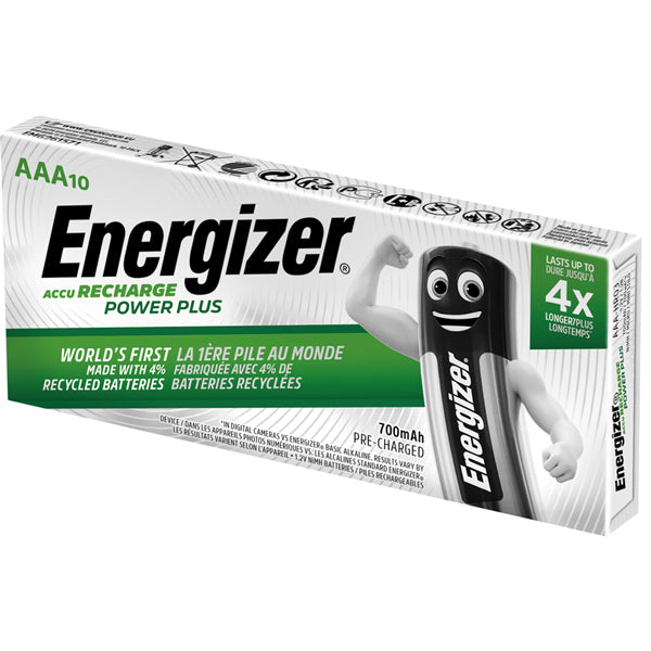 Energizer Batterien wiederaufladbar Power Plus AAA 700mAh 10 Stück