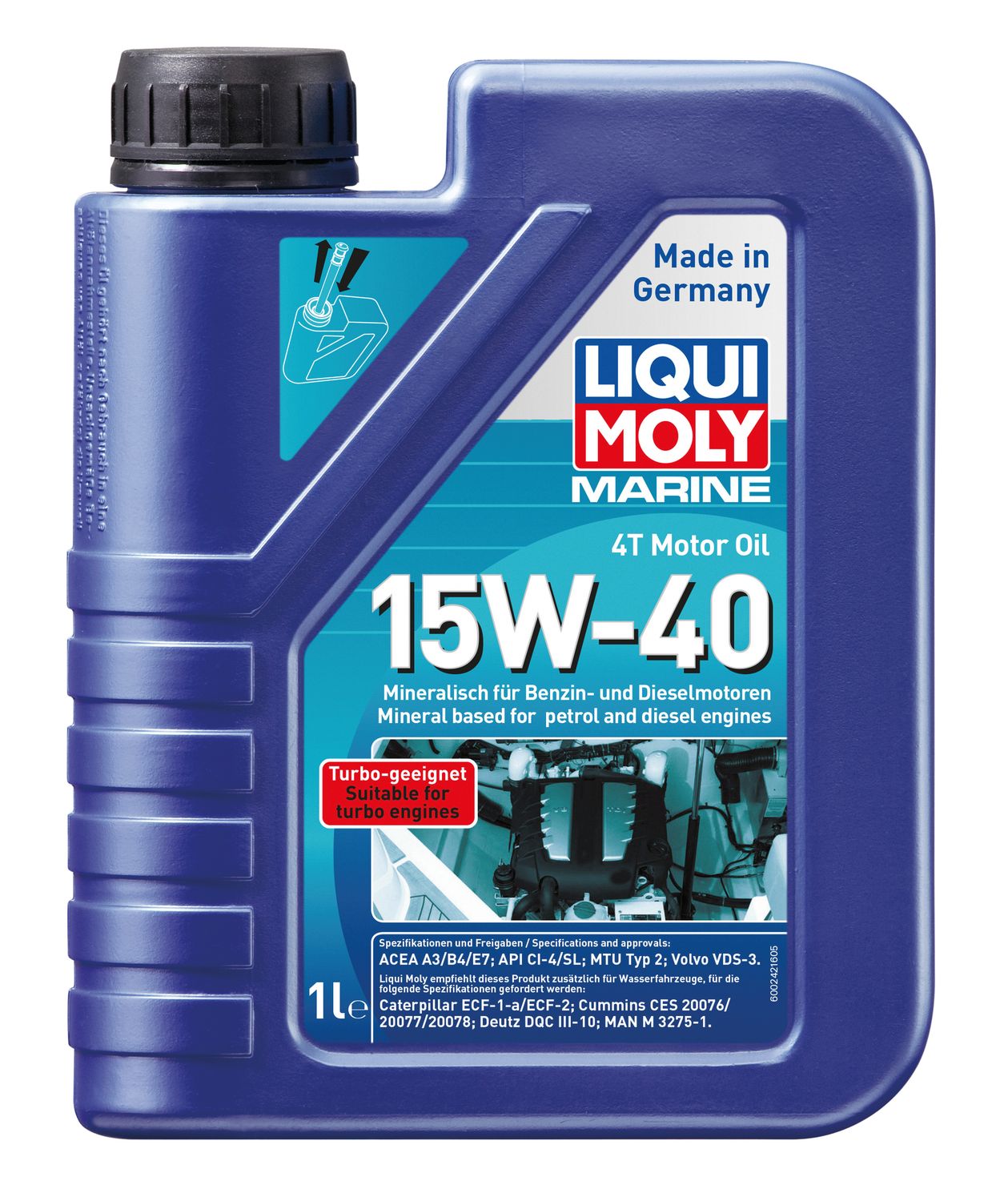 LIQUI MOLY Marine 4T Motor Oil 15W-40 – Ganzjahres-Motorenöl für Boots-Benzin- und Dieselmotoren