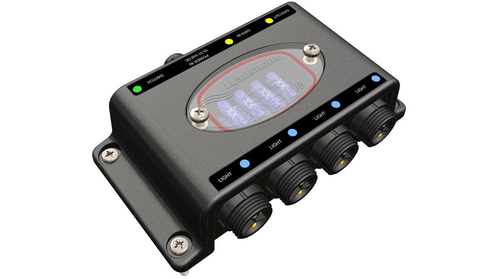 Lumishore EOS iConnect Hub – zentraler Steuerknoten für SMX154 Unterwasserbeleuchtung mit 1 m DMX-Datenkabel