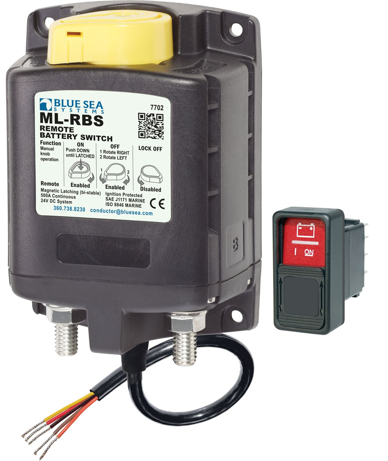 Blue Sea Systems Sicherheitsrelais – fernschaltbarer Batteriehauptschalter