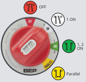 BEP Pro Installer Batteriebank-Wahlschalter 772-DBC – 3-in-1 für zwei Batteriebänke