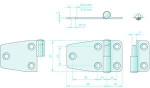 Roca Scharnier rostfreier Stahl 18+48x37mm