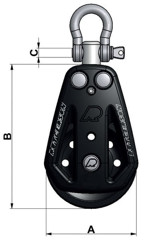 Rutgerson RAW Block 60mm zweischeibig mit Unterbügel