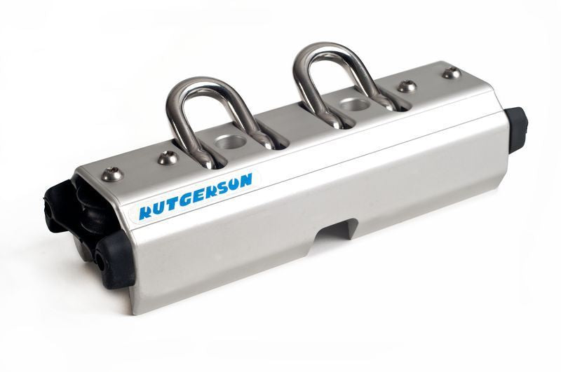 Rutgerson Großschot-Traveller doppelt mit Bügeln – harteloxiertes Aluminium mit Roll-Link-Lagern