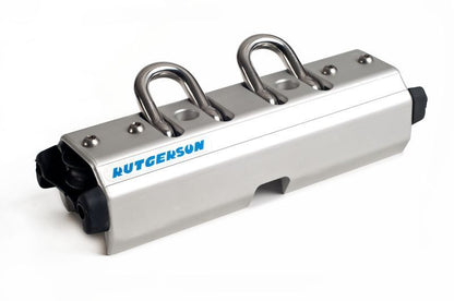 Rutgerson Großschot-Traveller doppelt mit Bügeln – harteloxiertes Aluminium mit Roll-Link-Lagern