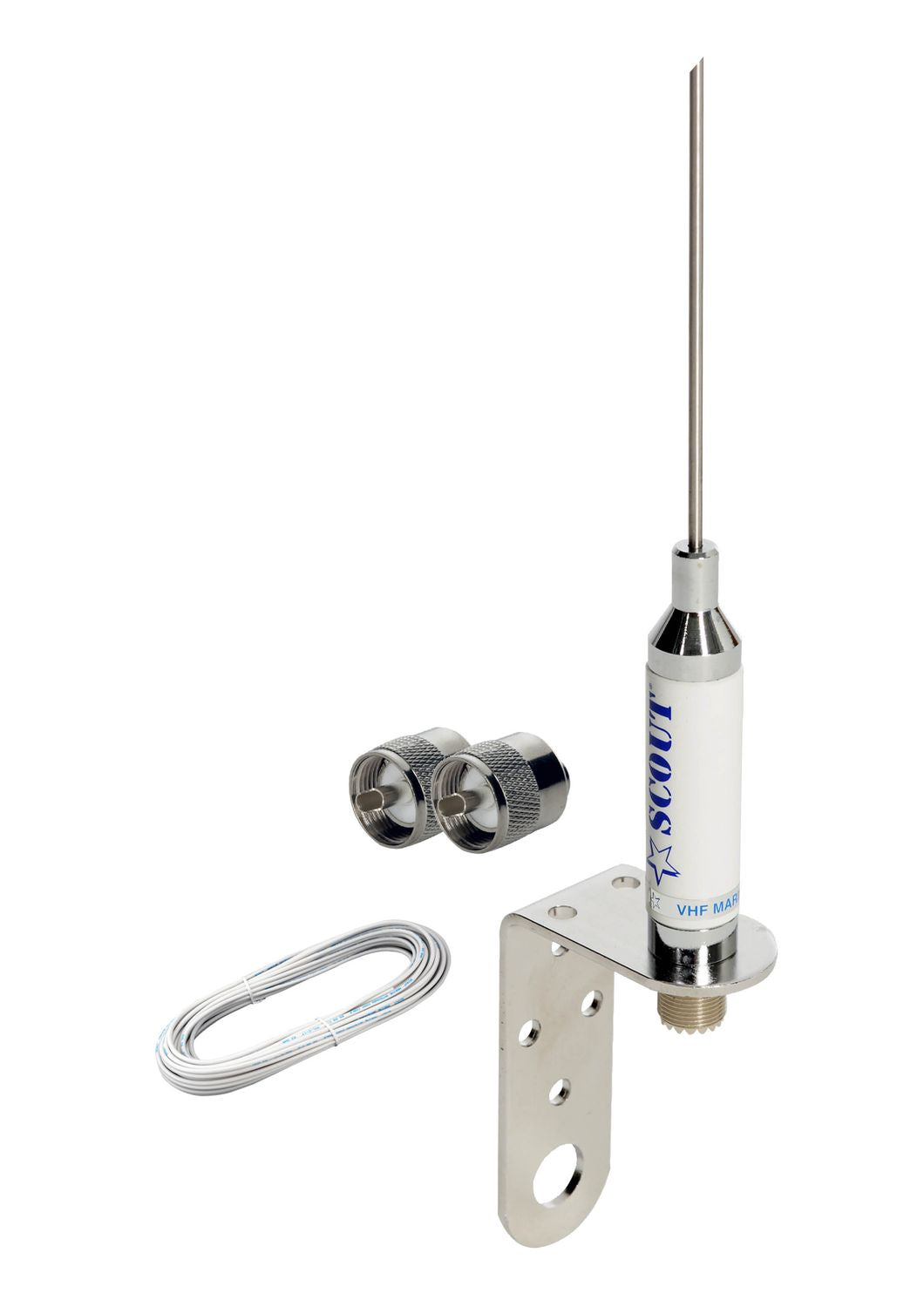 Scout KM-3A UKW-Seefunkantenne – 1-m-Edelstahlpeitsche mit Masthalter