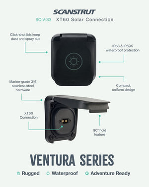 Scanstrut Ventura Serie - Anschlussdose für SolarPaneele wasserdicht nach IP68 max 30A für Amass XT60EW-M-Stecker