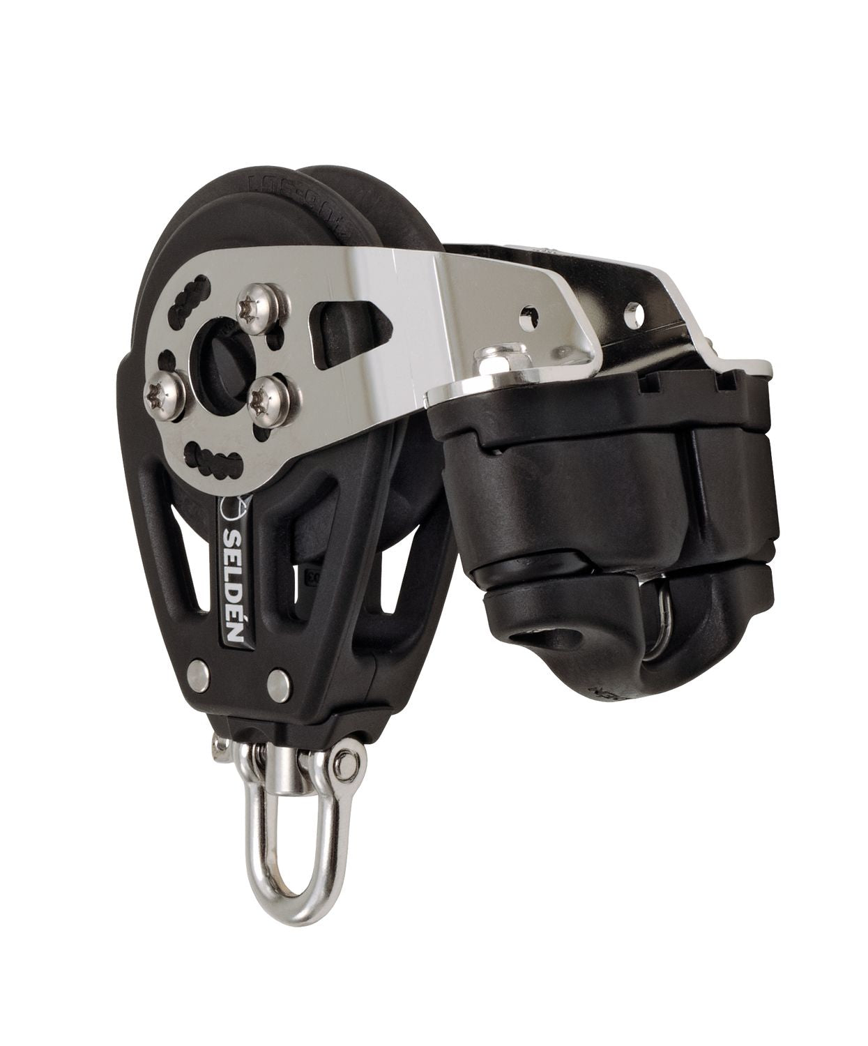 Seldén Einscheibiger Kugellager-Ratchetblock manuell MRB60 mit Wirbelschäkel und Klemme