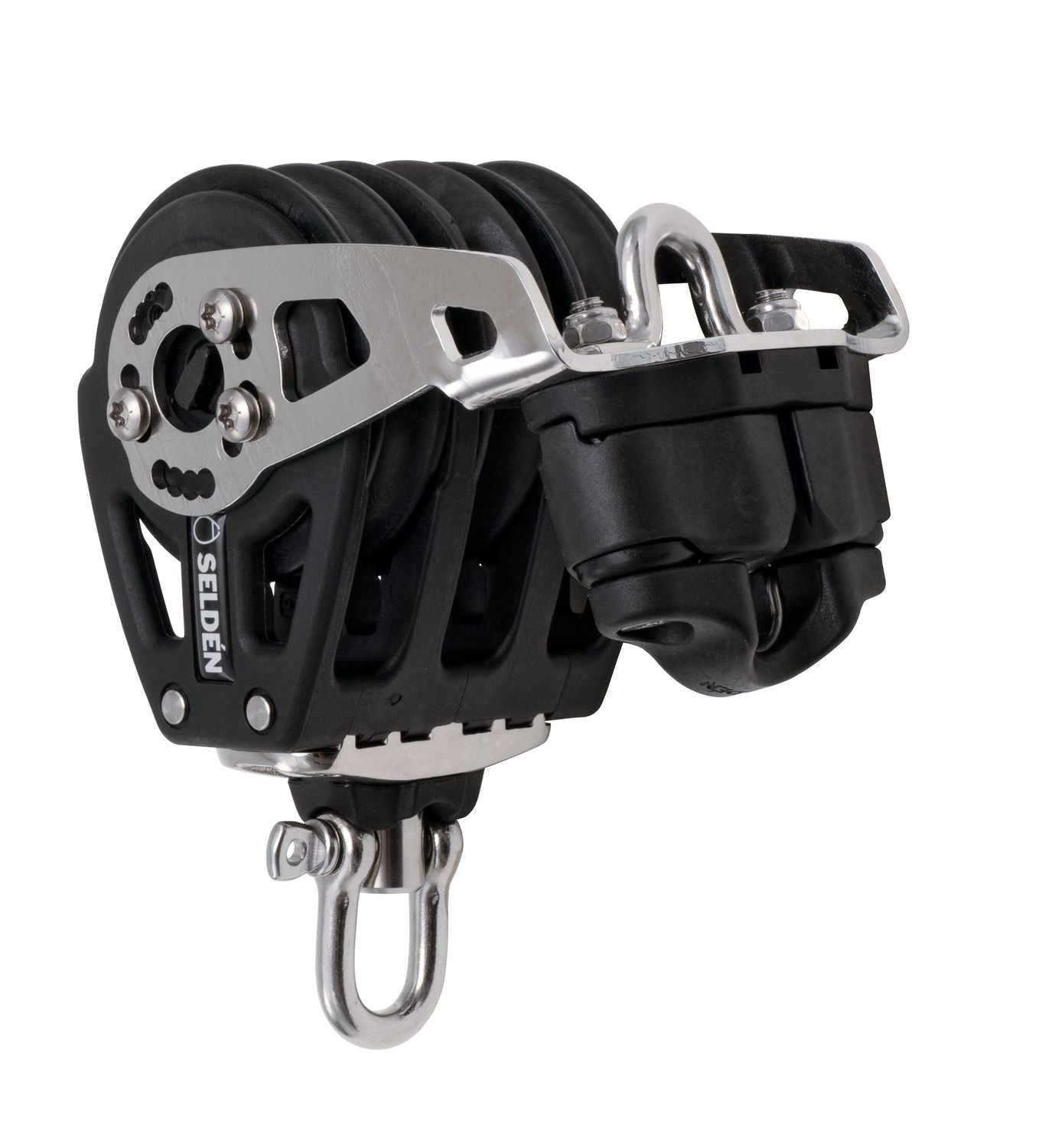 Seldén Dreischeibiger Kugellager-Ratchetblock manuell MRB60 mit Wirbelschäkel